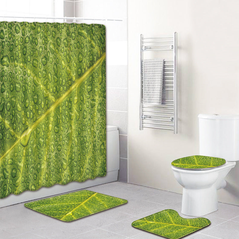 Shower Curtain Bathroom Anti-slip Mats Four-piece Set
