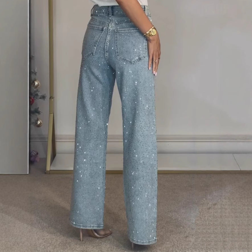 Women's High-end High Waist Straight Personalized Hot Girl High Street Trousers