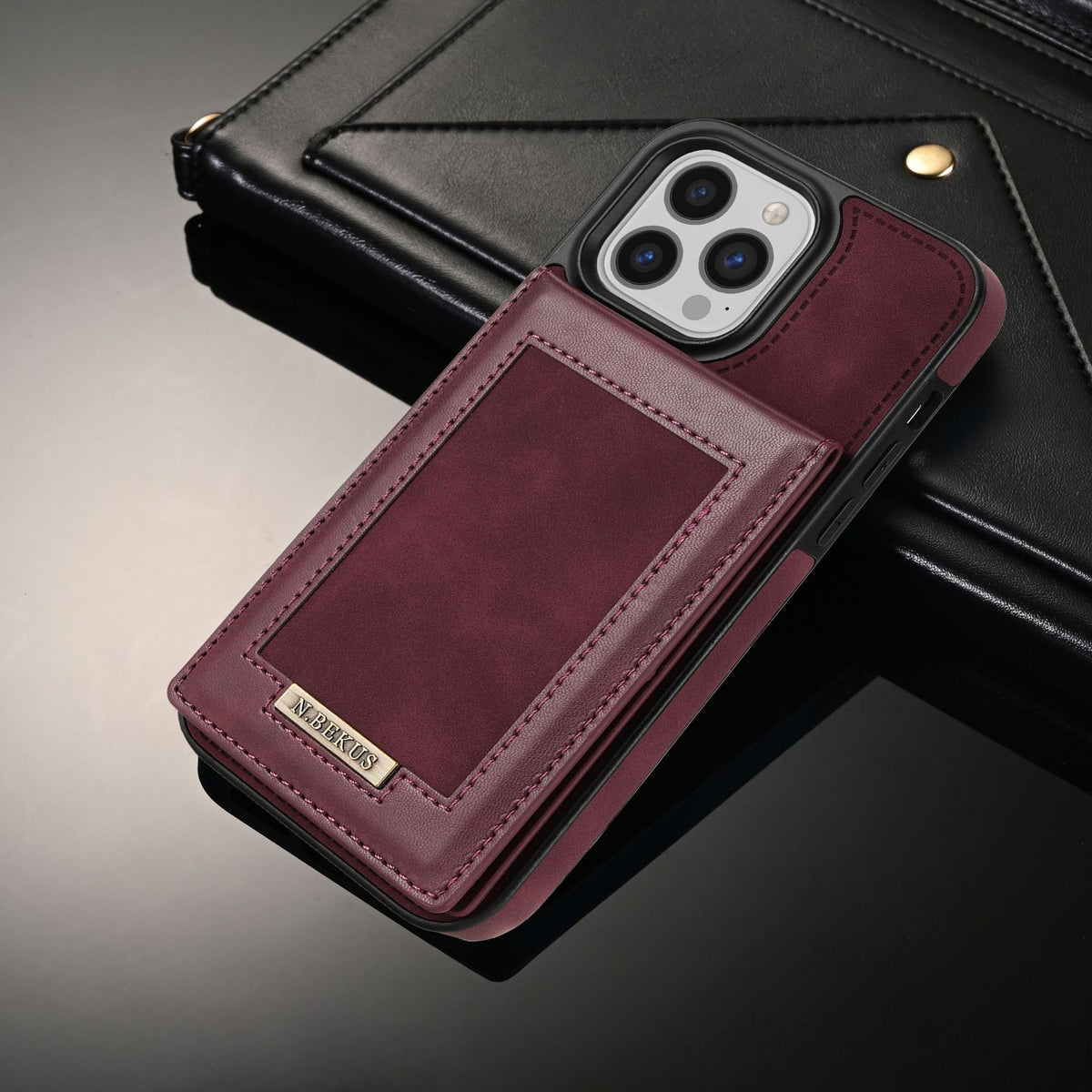 Card Holder Leather Phone Case Photo Frame Magnetic Snap Protective