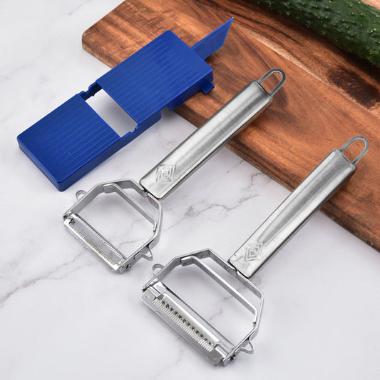 3-piece Stainless Steel Peeler Plastic Scraper Set