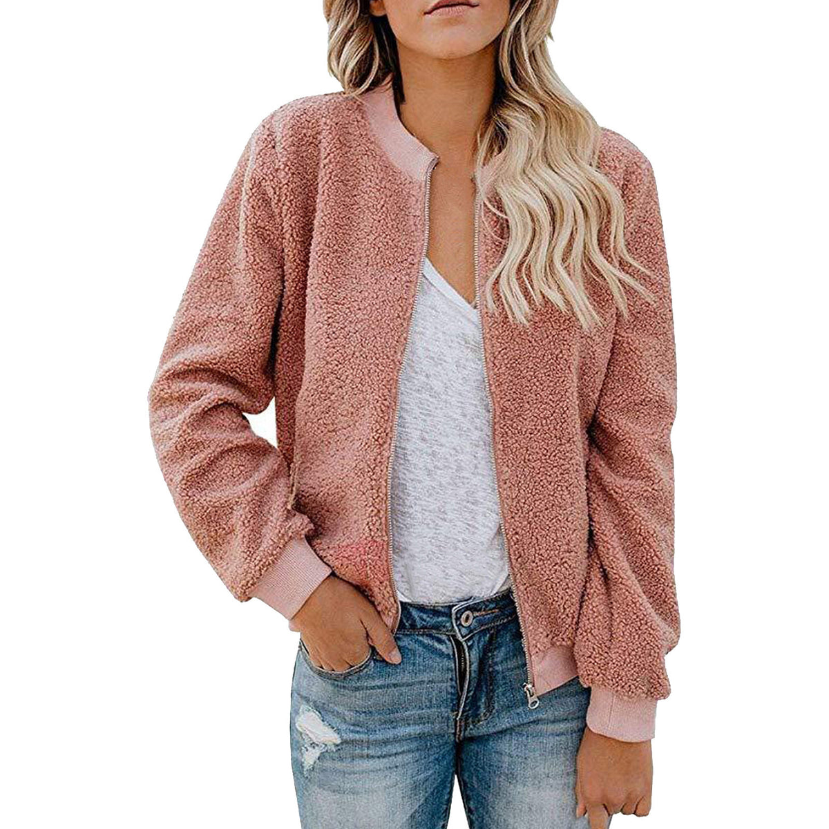 Cashmere Zipper Jacket Coat Top Women