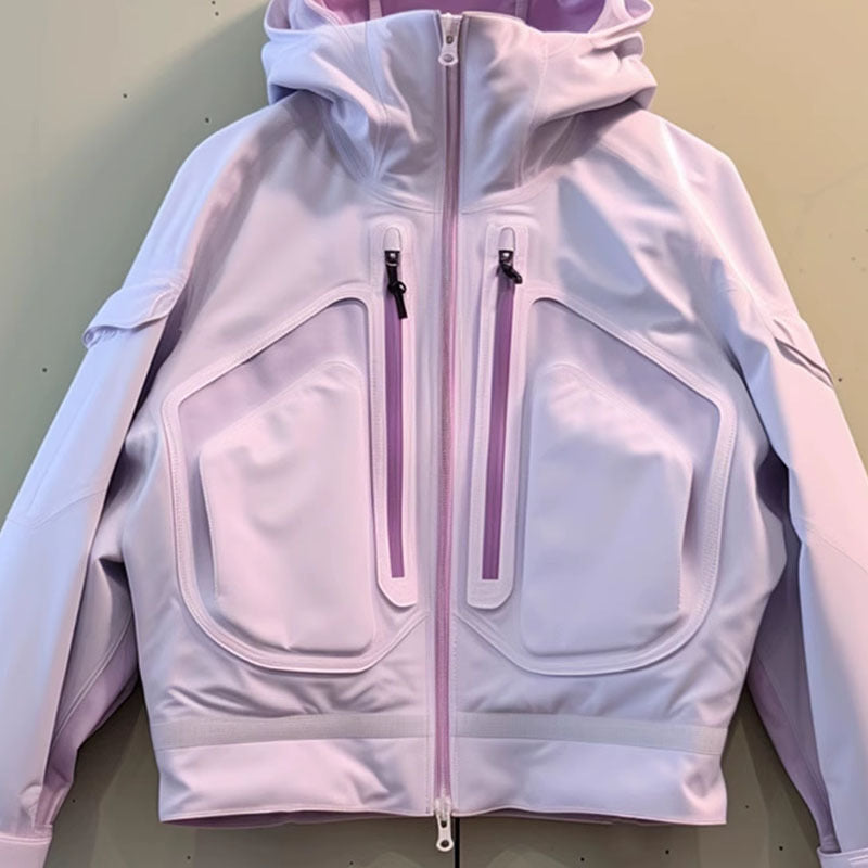 Purple Casual Hooded Jacket Coat For Women Autumn And Winter