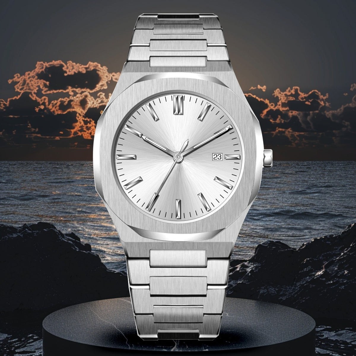 Mens Watch With Calendar Waterproof Quartz Wristwatch