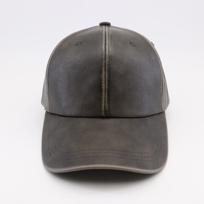 Washed And Worn PU Fashion All-match Street Travel Hard Top Peak Cap Baseball