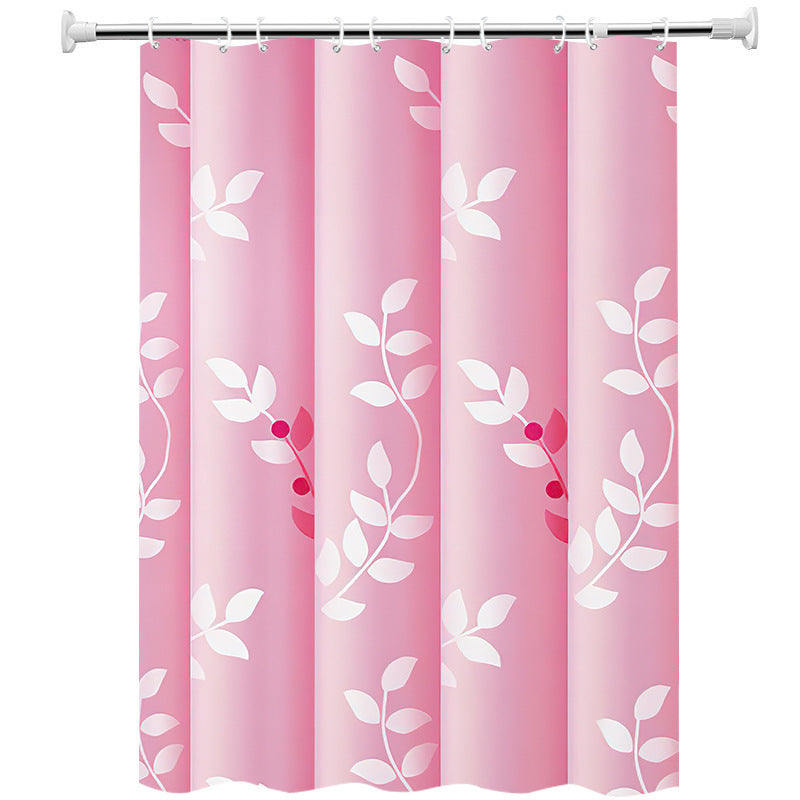 Simple Print Shower Curtain Waterproof Polyester Fabric Without Punching Holes