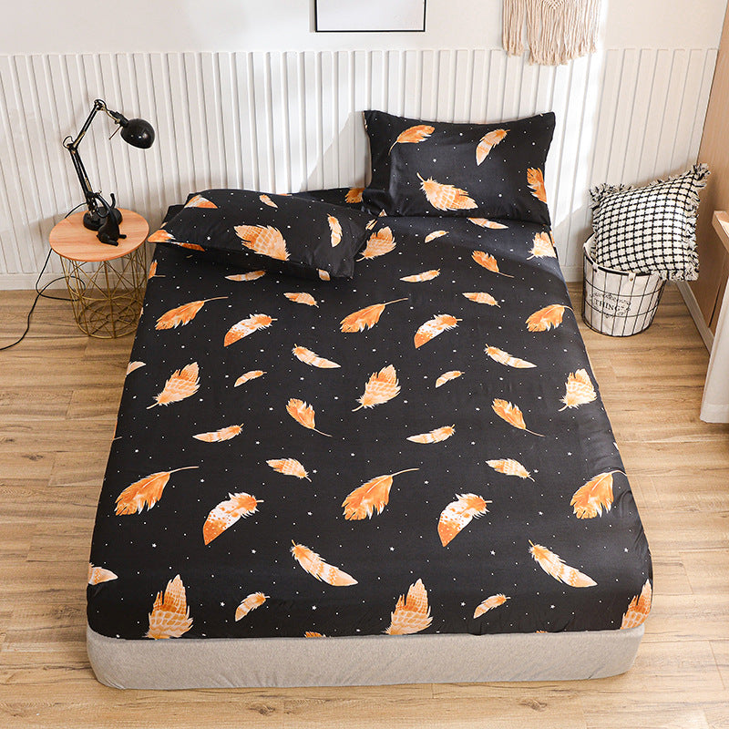 Brushed Printing Fitted Sheet Pillowcase Bedding