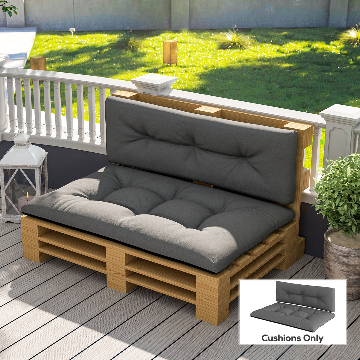 2-Seater Outdoor Pallet Cushions – Black