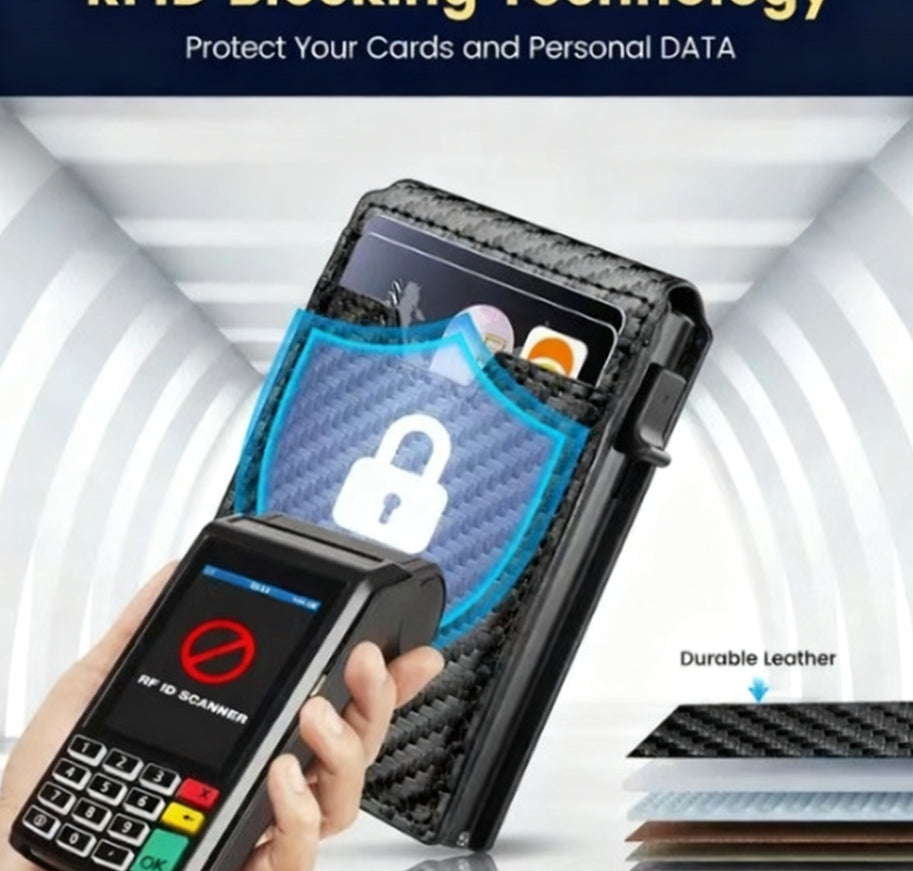 Business Card Holder Anti-theft And Anti-demagnetization Multi-function Automatic Card Pop-up Flip Cover