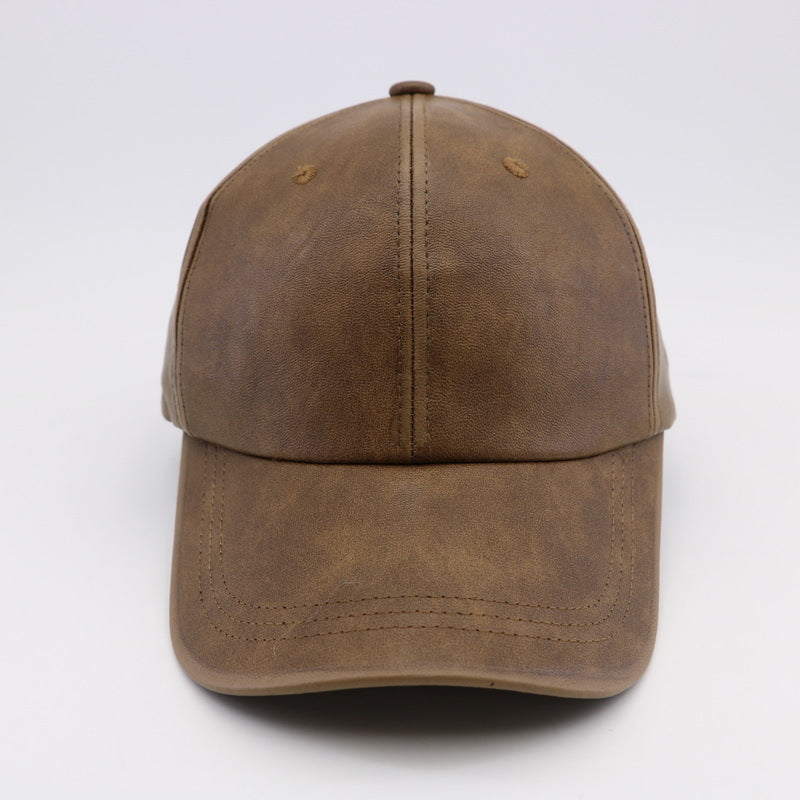 Washed And Worn PU Fashion All-match Street Travel Hard Top Peak Cap Baseball