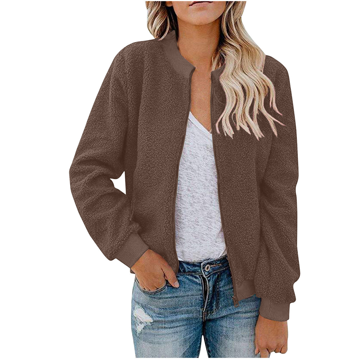 Cashmere Zipper Jacket Coat Top Women