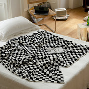 Simple Checkerboard Double Sided Milk Fleece Blanket