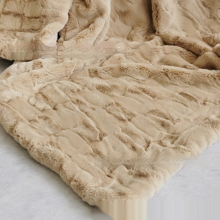 Soft Sofa With Mink Embossed Fur Blanket