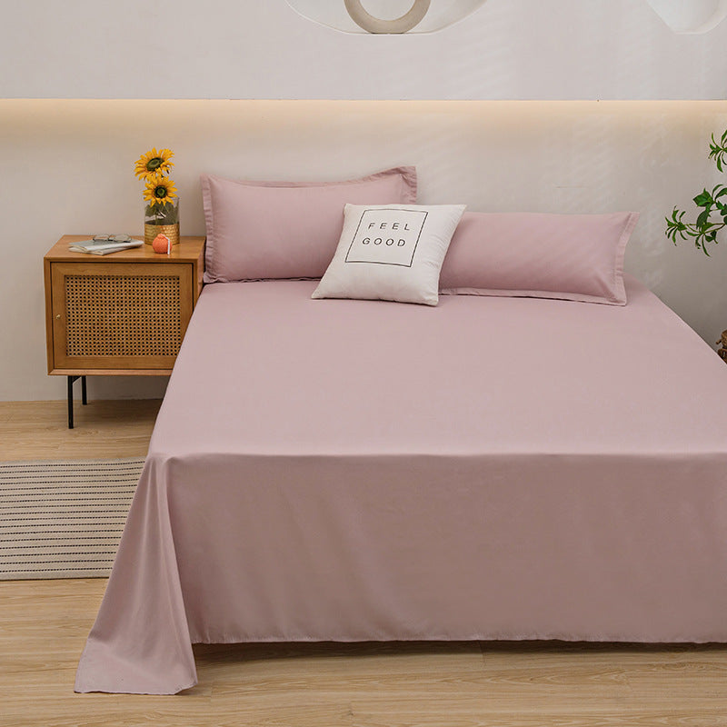 Bed Sheet Solid Color Skin-Friendly Cotton Bed Sheet Single-Piece School Dormitory Quilt Single Household Double Bed Sheet Pillowcase Three-Piece Set