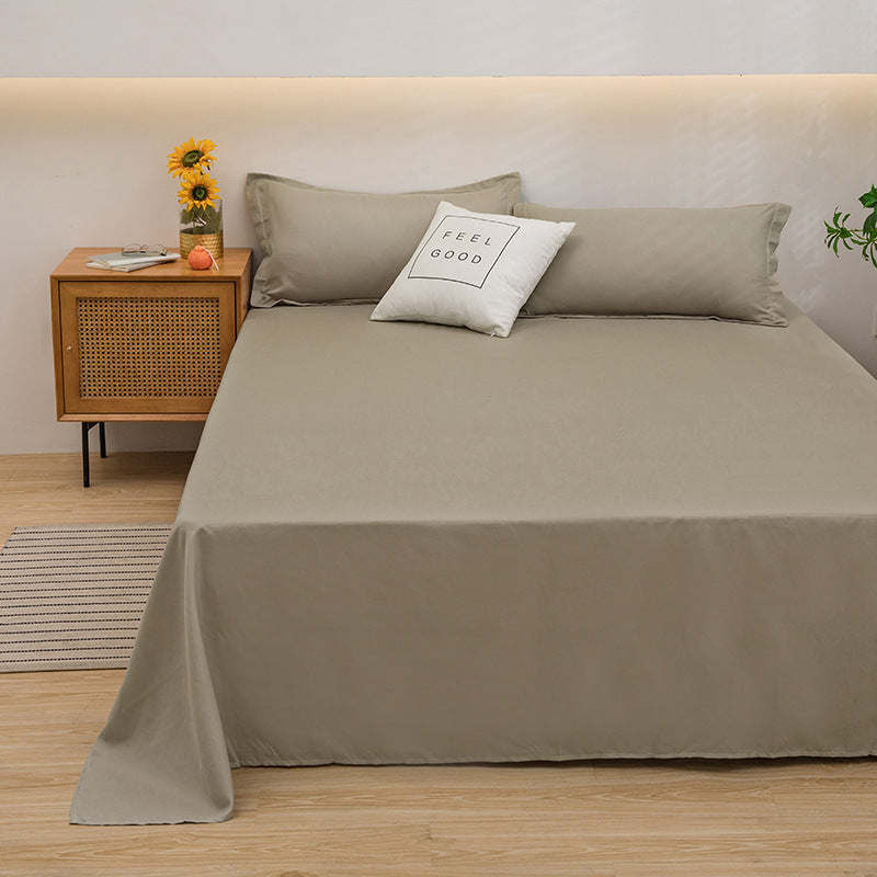 Bed Sheet Solid Color Skin-Friendly Cotton Bed Sheet Single-Piece School Dormitory Quilt Single Household Double Bed Sheet Pillowcase Three-Piece Set