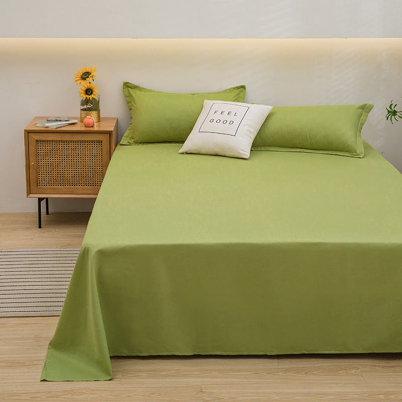 Bed Sheet Solid Color Skin-Friendly Cotton Bed Sheet Single-Piece School Dormitory Quilt Single Household Double Bed Sheet Pillowcase Three-Piece Set