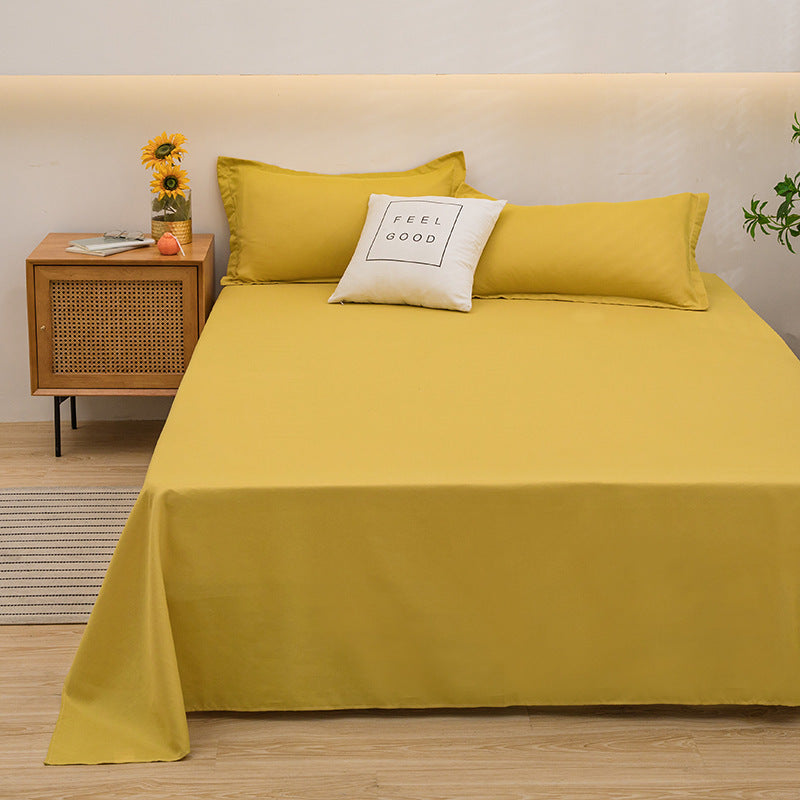 Bed Sheet Solid Color Skin-Friendly Cotton Bed Sheet Single-Piece School Dormitory Quilt Single Household Double Bed Sheet Pillowcase Three-Piece Set