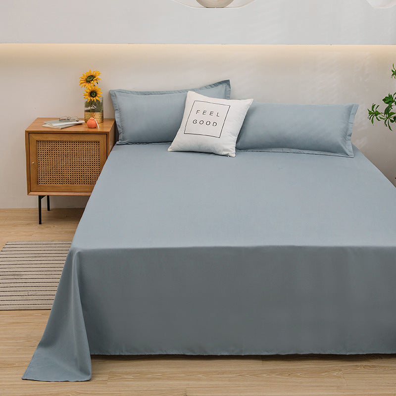 Bed Sheet Solid Color Skin-Friendly Cotton Bed Sheet Single-Piece School Dormitory Quilt Single Household Double Bed Sheet Pillowcase Three-Piece Set