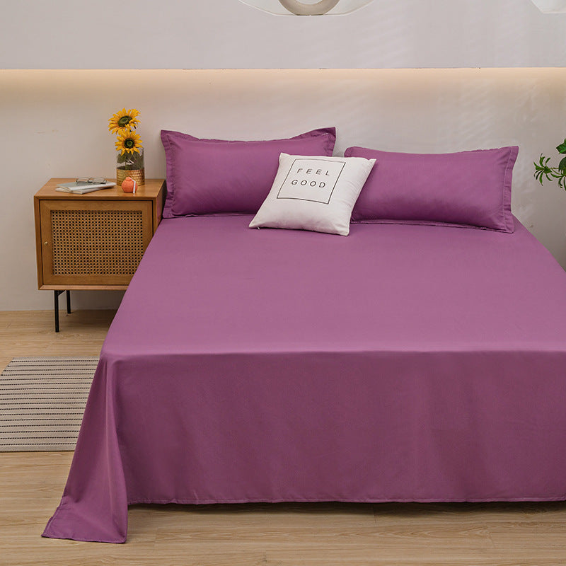 Bed Sheet Solid Color Skin-Friendly Cotton Bed Sheet Single-Piece School Dormitory Quilt Single Household Double Bed Sheet Pillowcase Three-Piece Set