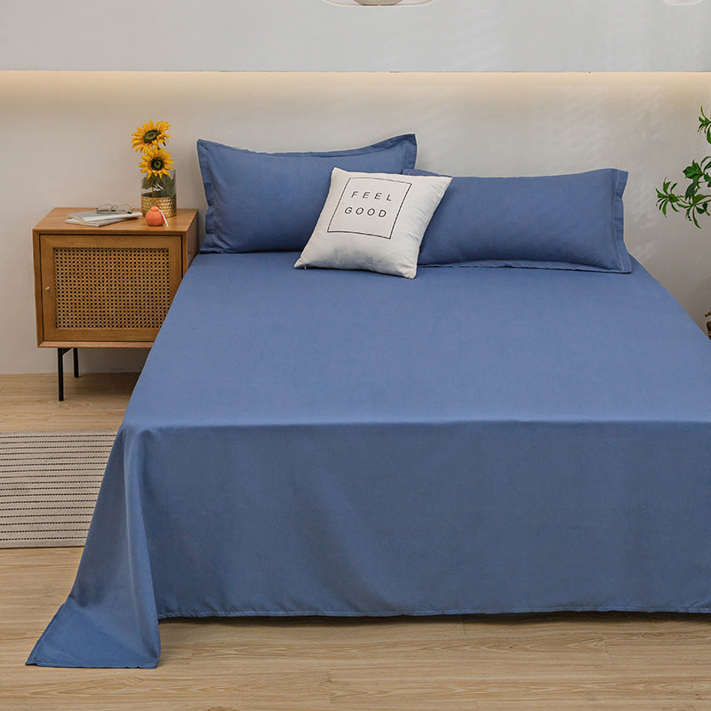 Bed Sheet Solid Color Skin-Friendly Cotton Bed Sheet Single-Piece School Dormitory Quilt Single Household Double Bed Sheet Pillowcase Three-Piece Set