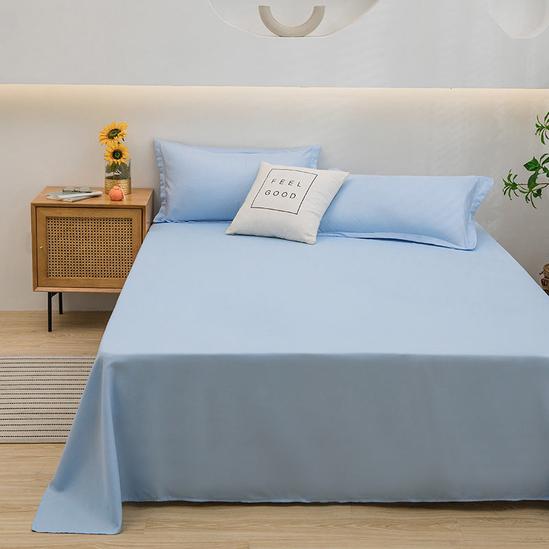 Bed Sheet Solid Color Skin-Friendly Cotton Bed Sheet Single-Piece School Dormitory Quilt Single Household Double Bed Sheet Pillowcase Three-Piece Set