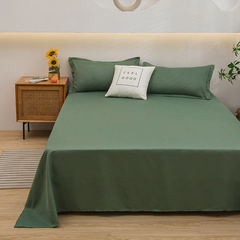 Bed Sheet Solid Color Skin-Friendly Cotton Bed Sheet Single-Piece School Dormitory Quilt Single Household Double Bed Sheet Pillowcase Three-Piece Set