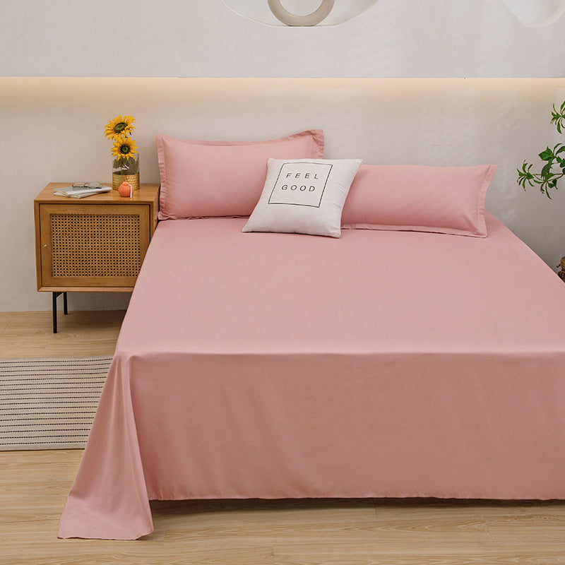 Bed Sheet Solid Color Skin-Friendly Cotton Bed Sheet Single-Piece School Dormitory Quilt Single Household Double Bed Sheet Pillowcase Three-Piece Set