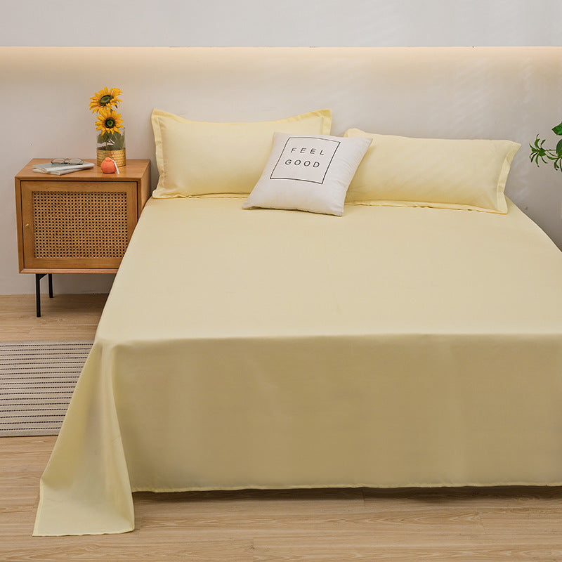 Bed Sheet Solid Color Skin-Friendly Cotton Bed Sheet Single-Piece School Dormitory Quilt Single Household Double Bed Sheet Pillowcase Three-Piece Set