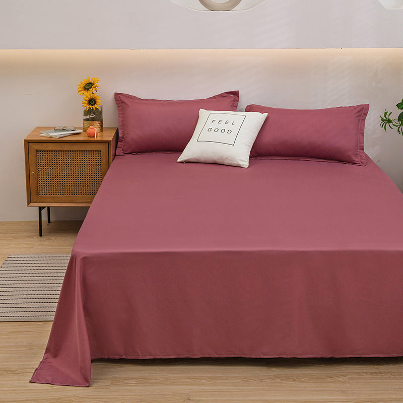 Bed Sheet Solid Color Skin-Friendly Cotton Bed Sheet Single-Piece School Dormitory Quilt Single Household Double Bed Sheet Pillowcase Three-Piece Set