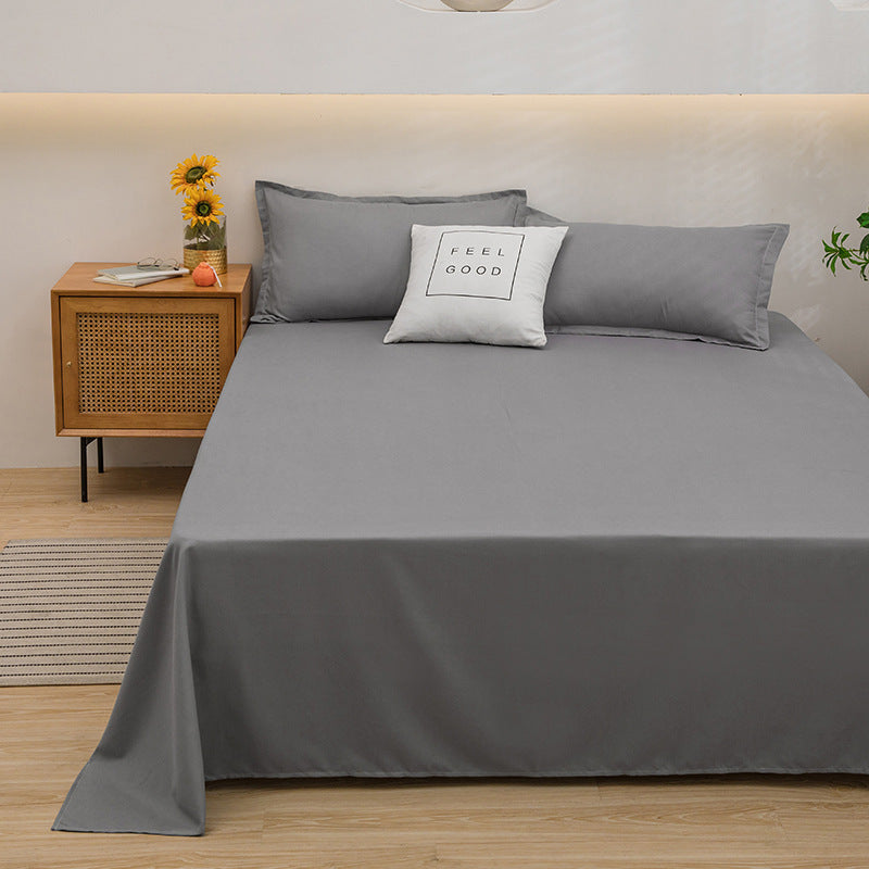 Bed Sheet Solid Color Skin-Friendly Cotton Bed Sheet Single-Piece School Dormitory Quilt Single Household Double Bed Sheet Pillowcase Three-Piece Set