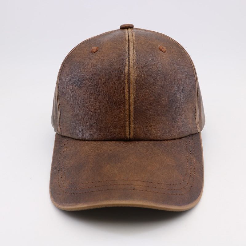 Washed And Worn PU Fashion All-match Street Travel Hard Top Peak Cap Baseball