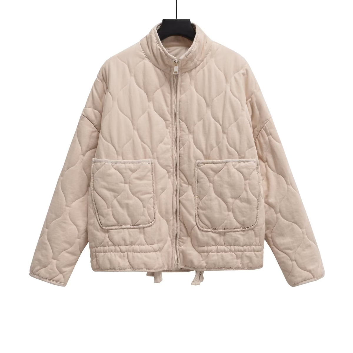 Large Pocket Lace-up Long Sleeve Cotton Coat Jacket Washed Cotton-padded Coat For Women