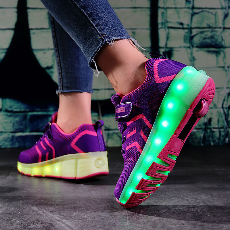 LED Light-emitting Rechargeable Roller Skates For Boys And Girls