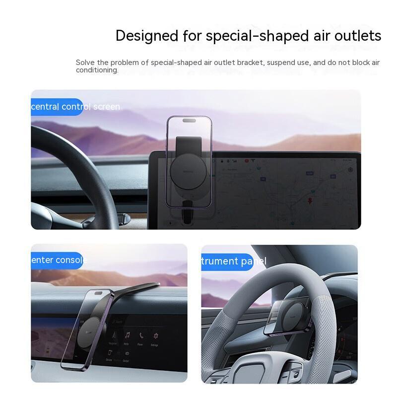 Magnetic Bendable Car Wireless Charger - 15W Phone Holder Dash Mount for iPhone