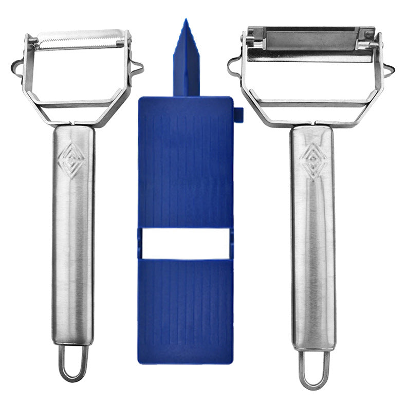 3-piece Stainless Steel Peeler Plastic Scraper Set