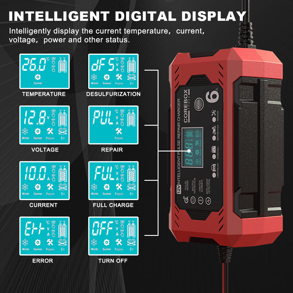 12V6A Smart Battery Charger AGM Start Stop
