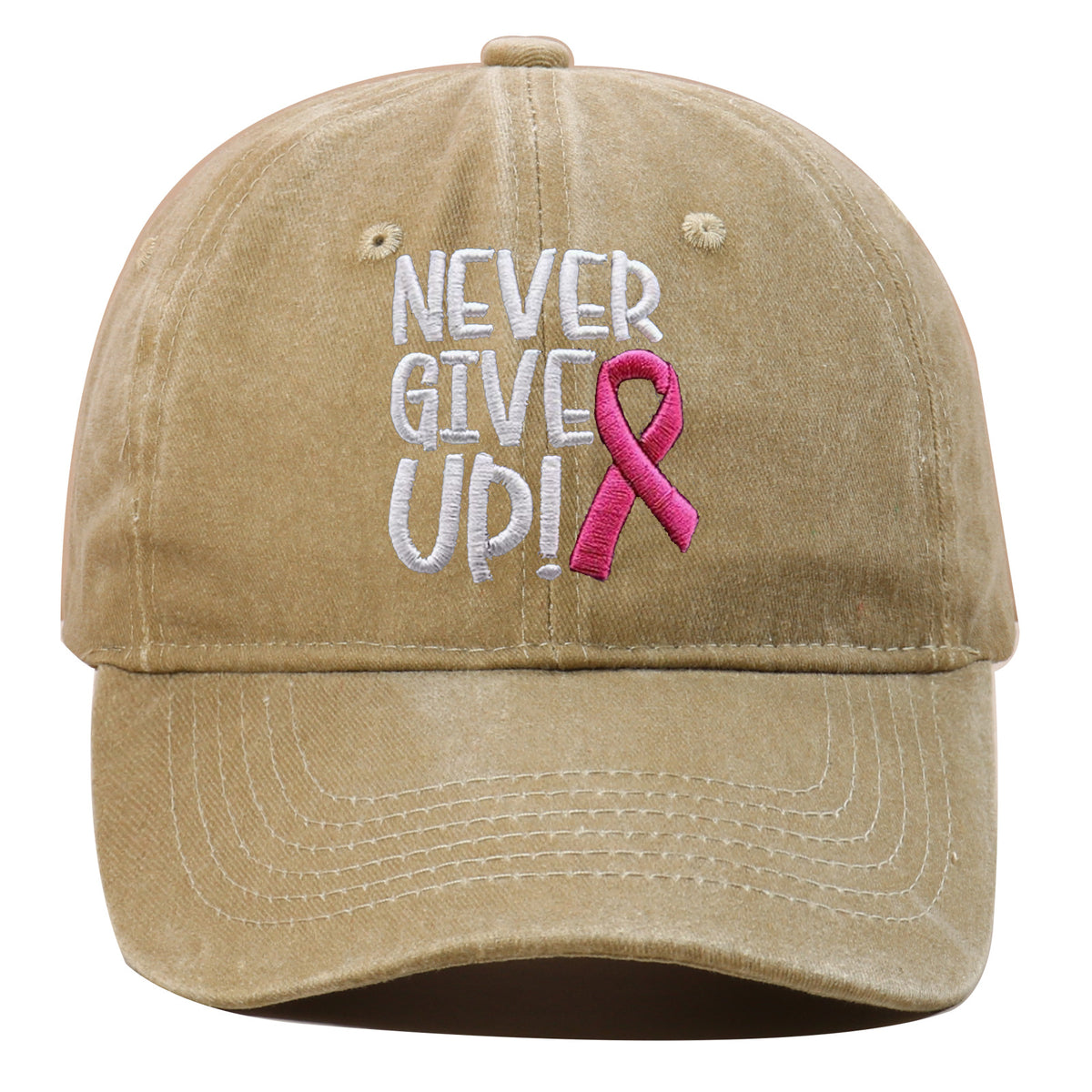 Breast Ribbon Embroidered Peaked Cap Baseball