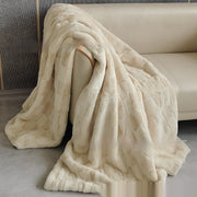 Soft Sofa With Mink Embossed Fur Blanket