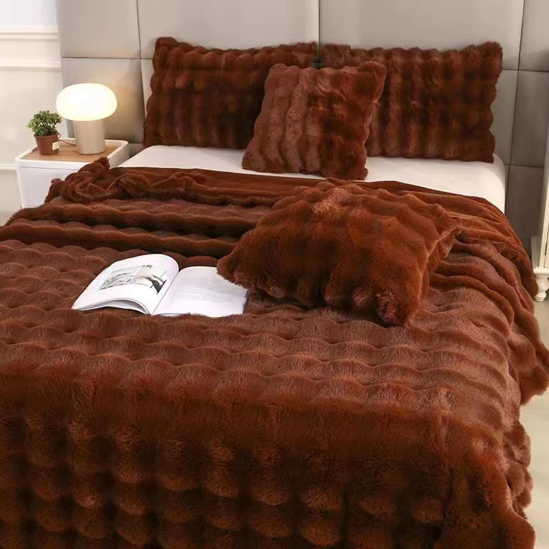 Polyester Carpet Rabbit Bubble Velvet Thickened Nap Blanket Quilt