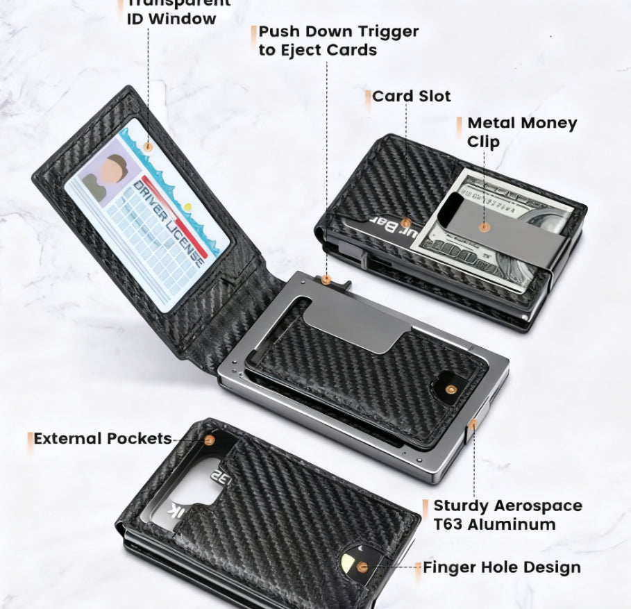 Business Card Holder Anti-theft And Anti-demagnetization Multi-function Automatic Card Pop-up Flip Cover