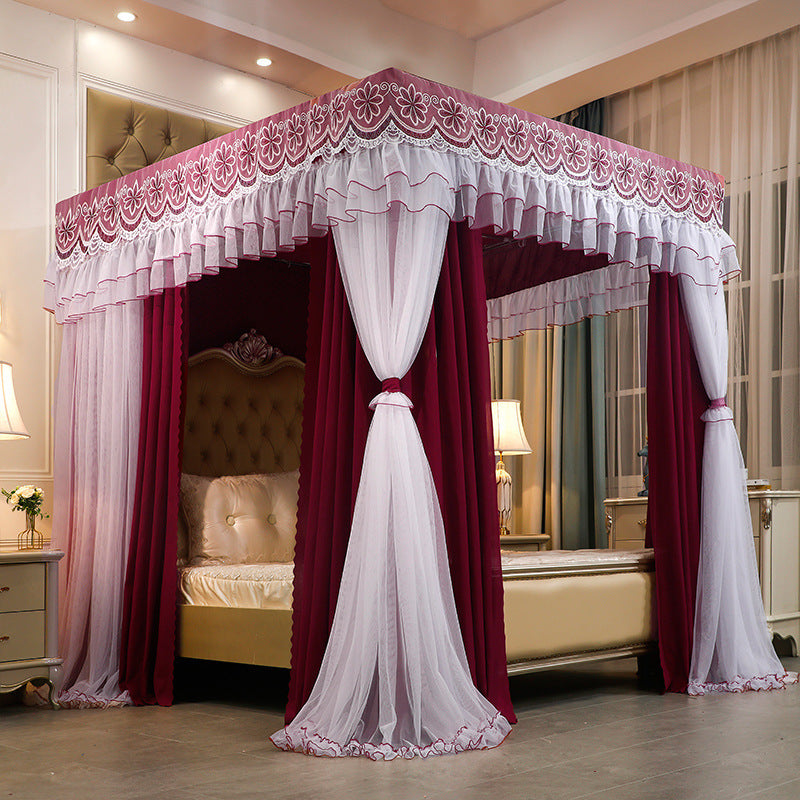 Double-layer Double-rod Three-door Bed Curtain Floor-to-ceiling Mosquito Net