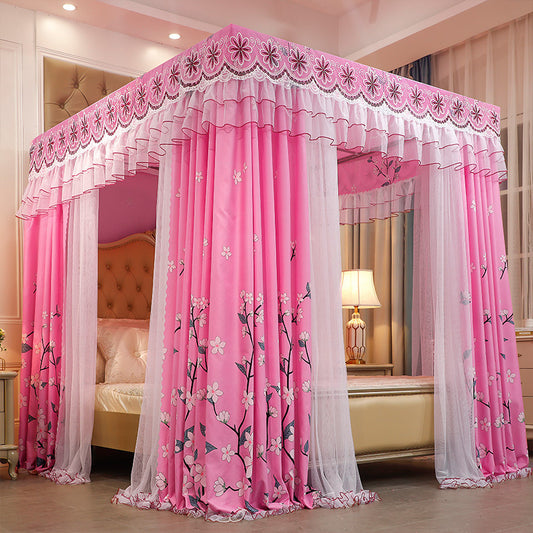Double-layer Double-rod Three-door Bed Curtain Floor-to-ceiling Mosquito Net