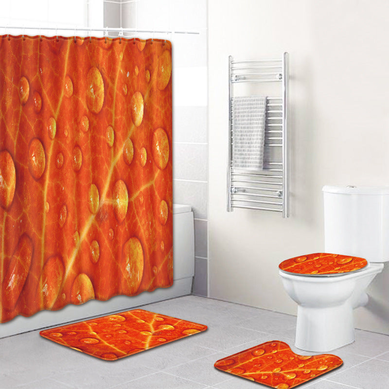 Shower Curtain Bathroom Anti-slip Mats Four-piece Set