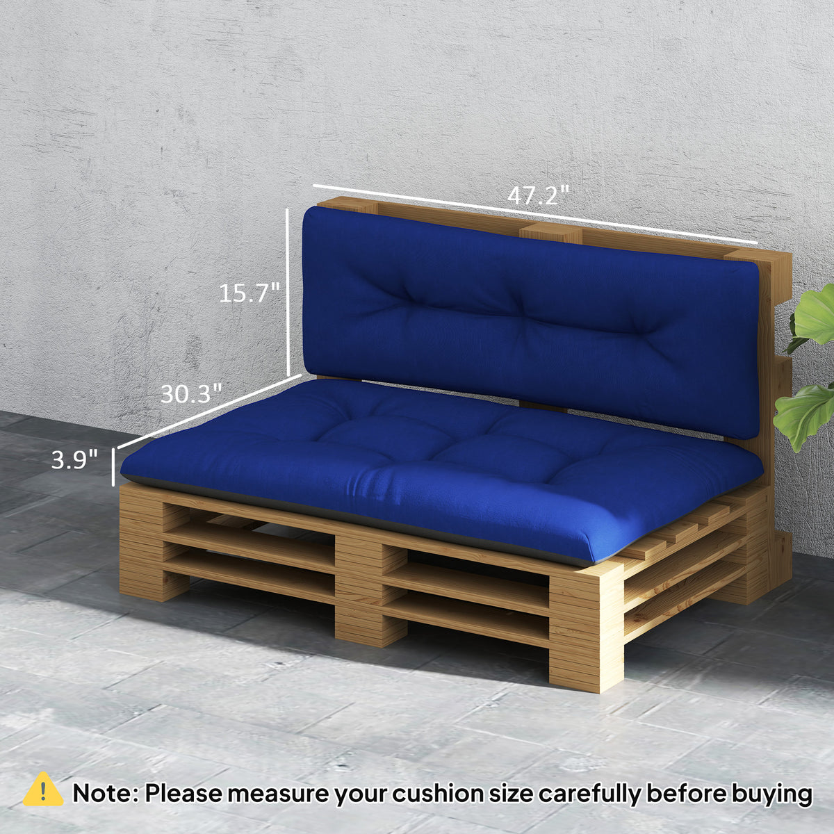 2-Seater Outdoor Pallet Cushions – Navy Blue