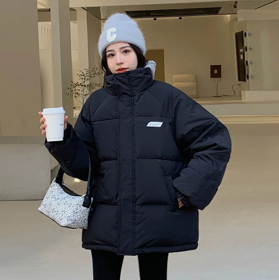 Cotton-padded Down Short Loose Thick Puffer Jacket Coat Women