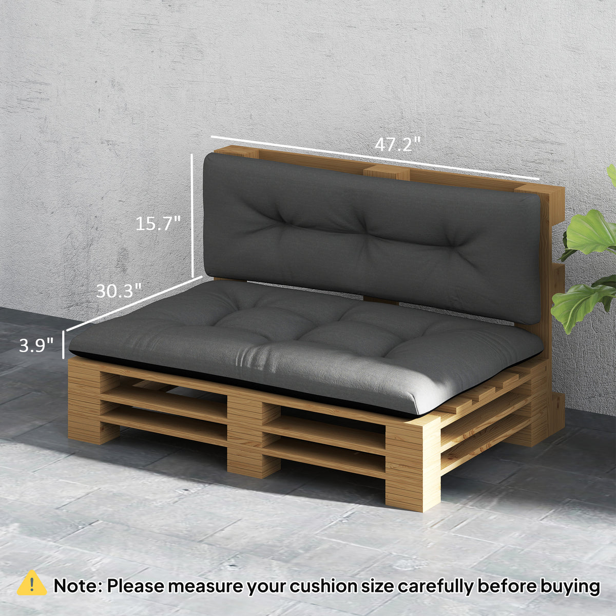 2-Seater Outdoor Pallet Cushions – Black