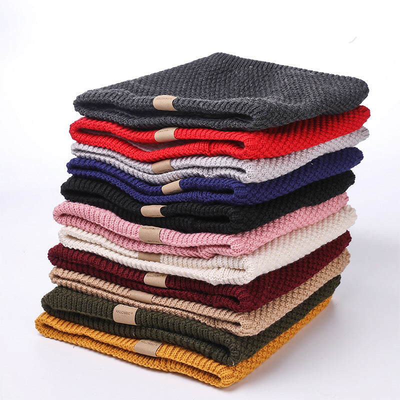 Plain Knitted Scarf Outdoor Velvet Padded Suit Neck Neck Protection Bandana
