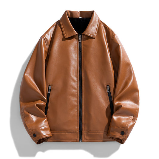 Men's Leather Jacket Unlined Coat Casual Jacket